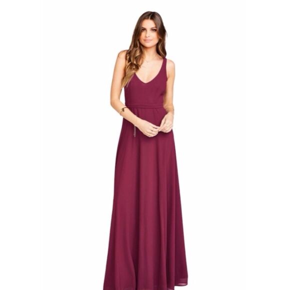 Show Me Your MuMu Jenn Maxi Dress Merlot Dark Red Chiffon Sleeveless Size Small - Picture 3 of 11